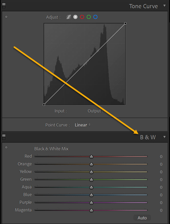 how to convert to black and white in Lightroom