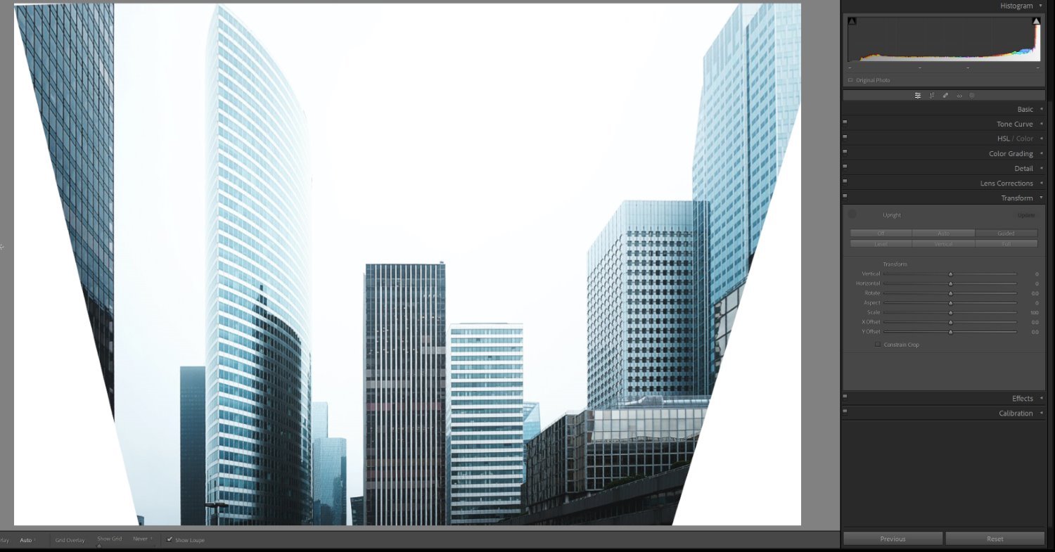 The Lightroom Transform panel