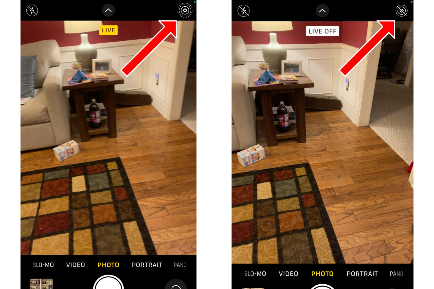 activating the Live Photos feature