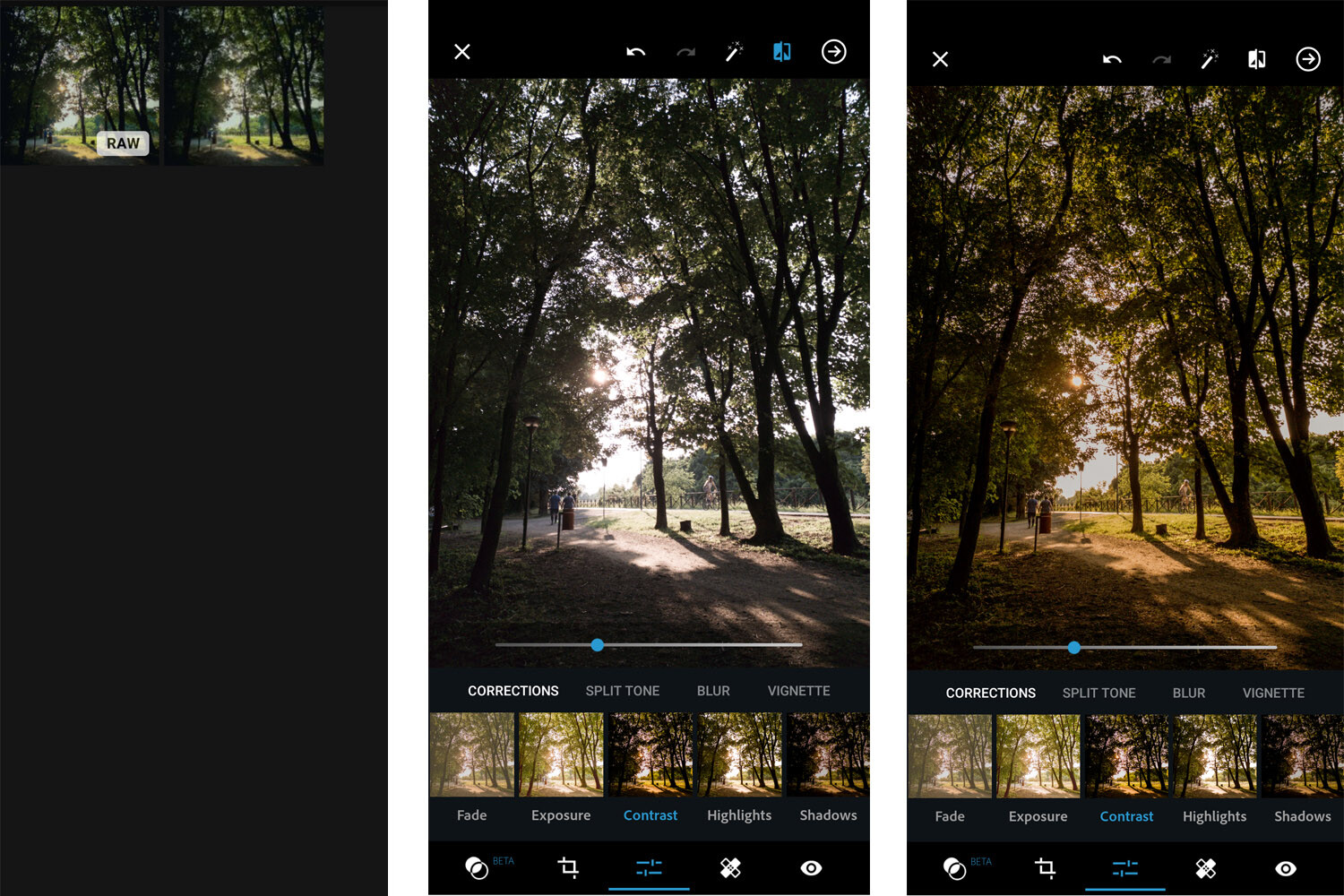 Post processing RAW Files in Photoshop Express