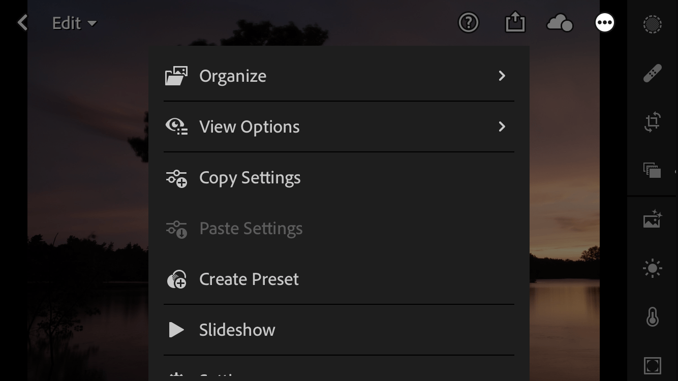 Editing with Lightroom Mobile screenshot