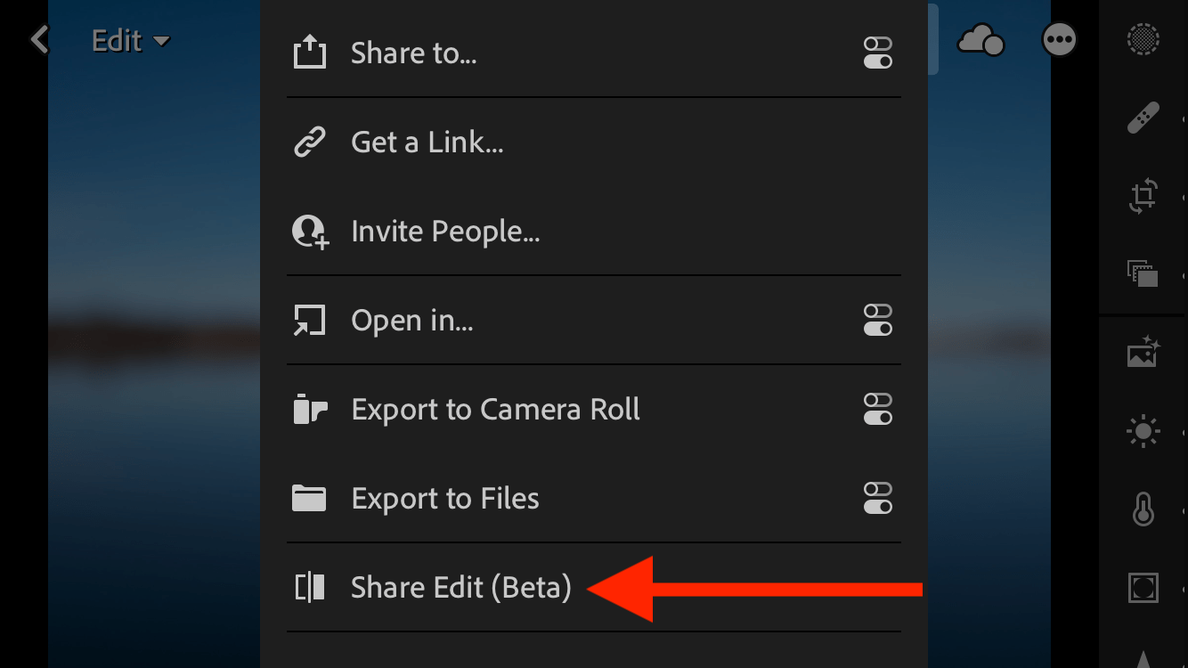 Lightroom Mobile Share Your Edit Feature